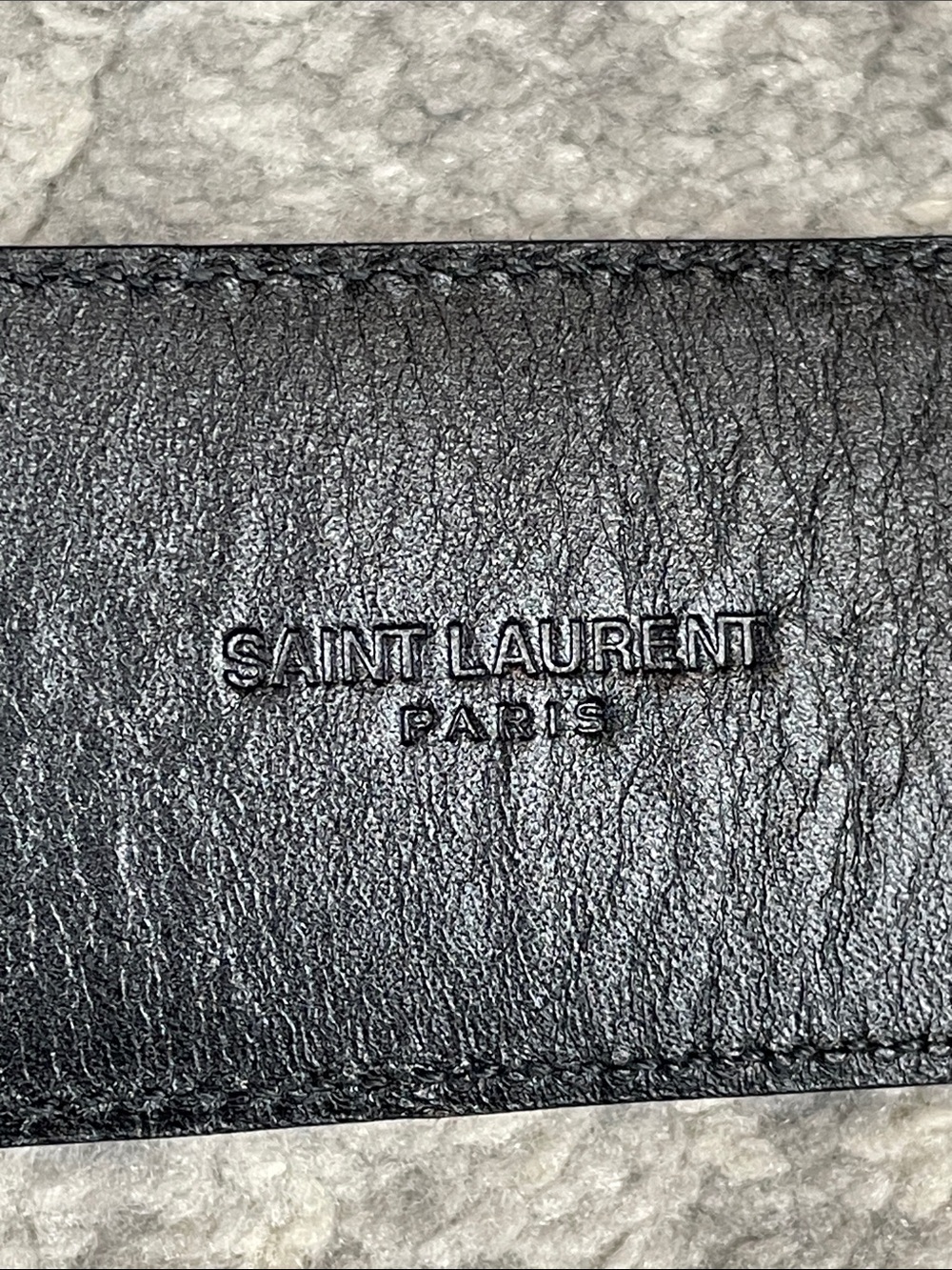 YSL Saint Laurent Monogram Serpent Buckle Belt Burgundy Suede Sz 60 - Picture 7 of 14